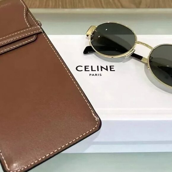 ✨Celine Triomphe Sunglasses CL4S235U Gold Frame Green Lenses - Picture 6 of 7